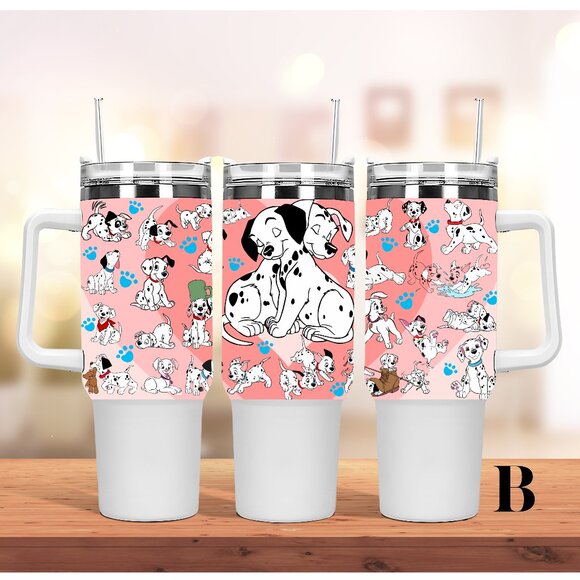 Hand Crafted Other - Disney 101 Dalmatia 40 oz Tumbler/Water bottle/Mug with lid, handle and straw. B